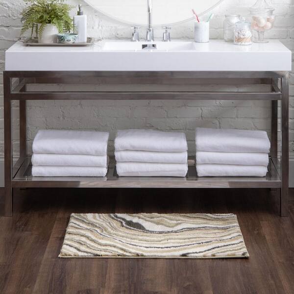 Serpentine 24 in. x 60 in. Brown Polyester Machine Washable Bath Runner
