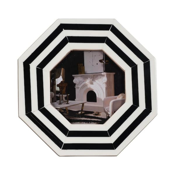Black 4 in. x 4 in. Resin Contemporary Lines Octagon Photo Frame