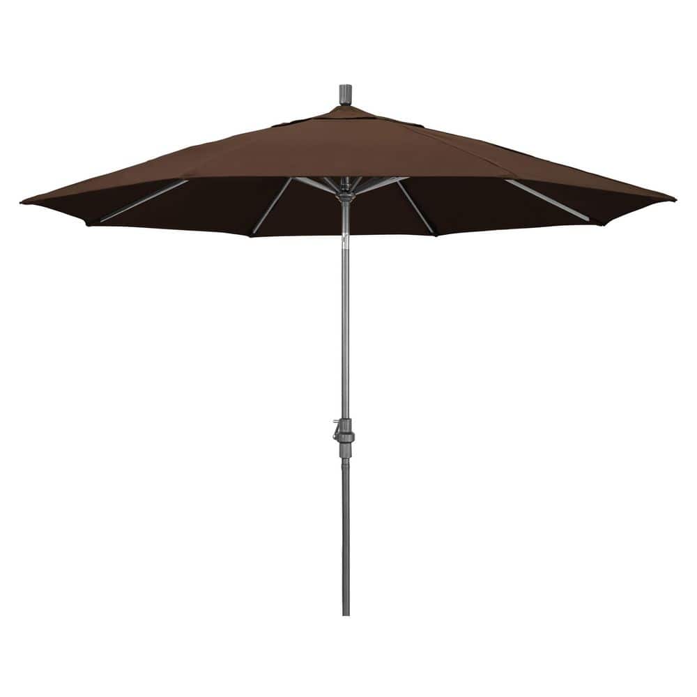 11 ft. Hammertone Grey Aluminum Market Patio Umbrella  Aluminum Ribs Collar Tilt Crank Lift in Mocha Pacifica price history on PriceWatchPro