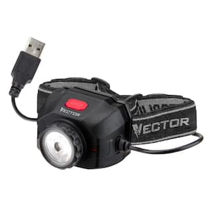 600 Lumen LED Headlamp Flashlight, Rechargeable, 5 Functions, Zoom Focus, USB Charging Cord