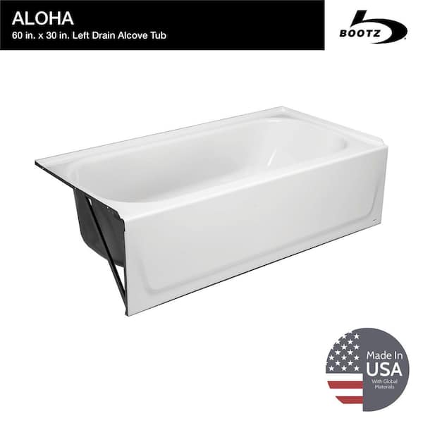 Aloha 60 in. x 30 in. Alcove Soaking Bathtub with Left Drain in White
