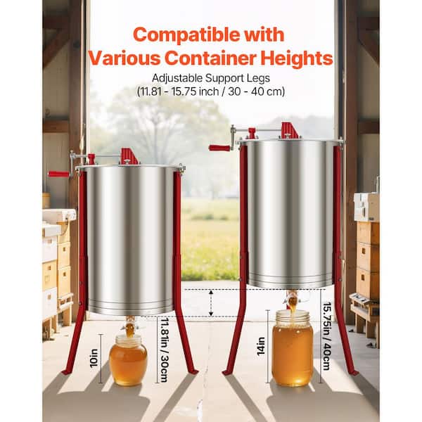 SKYSHALO 6 Frame Manual Honey Extractor Stainless Steel Honeycomb