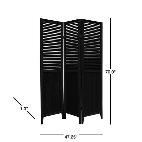 6 ft. Black 3-Panel Room Divider