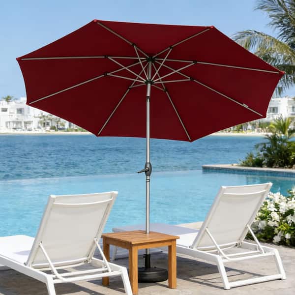 10 ft. Brick Red Patio Umbrella in with Push Button Tilt and Crank