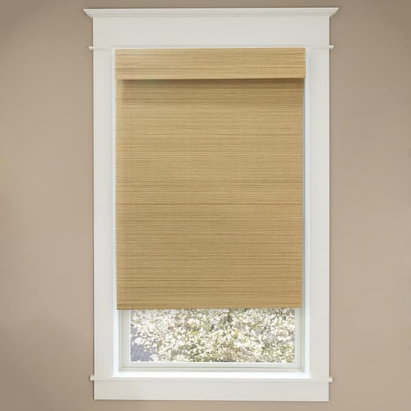 Farmhouse 33x64-inch Cordless Bamboo Roman Shade in Pecan Brown