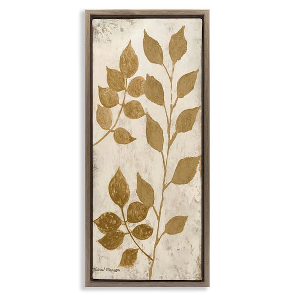 Stupell Industries Natural Leaves Overlap by Michael Marcon Brown Floater Frame Nature Graphic Art Print 25 in. x 11 in.