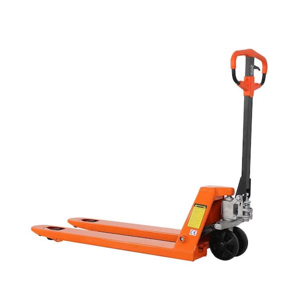 Orange 5,500 lbs. 7.3 in. Max Lift Manual Pallet Jack with Nylon Wheels Hand Pallet Truck 48 x 21 in. Fork