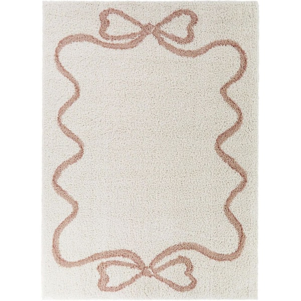 Valentina Grey 7 ft. 10 in. x 10 ft. Bows Border Area Rug