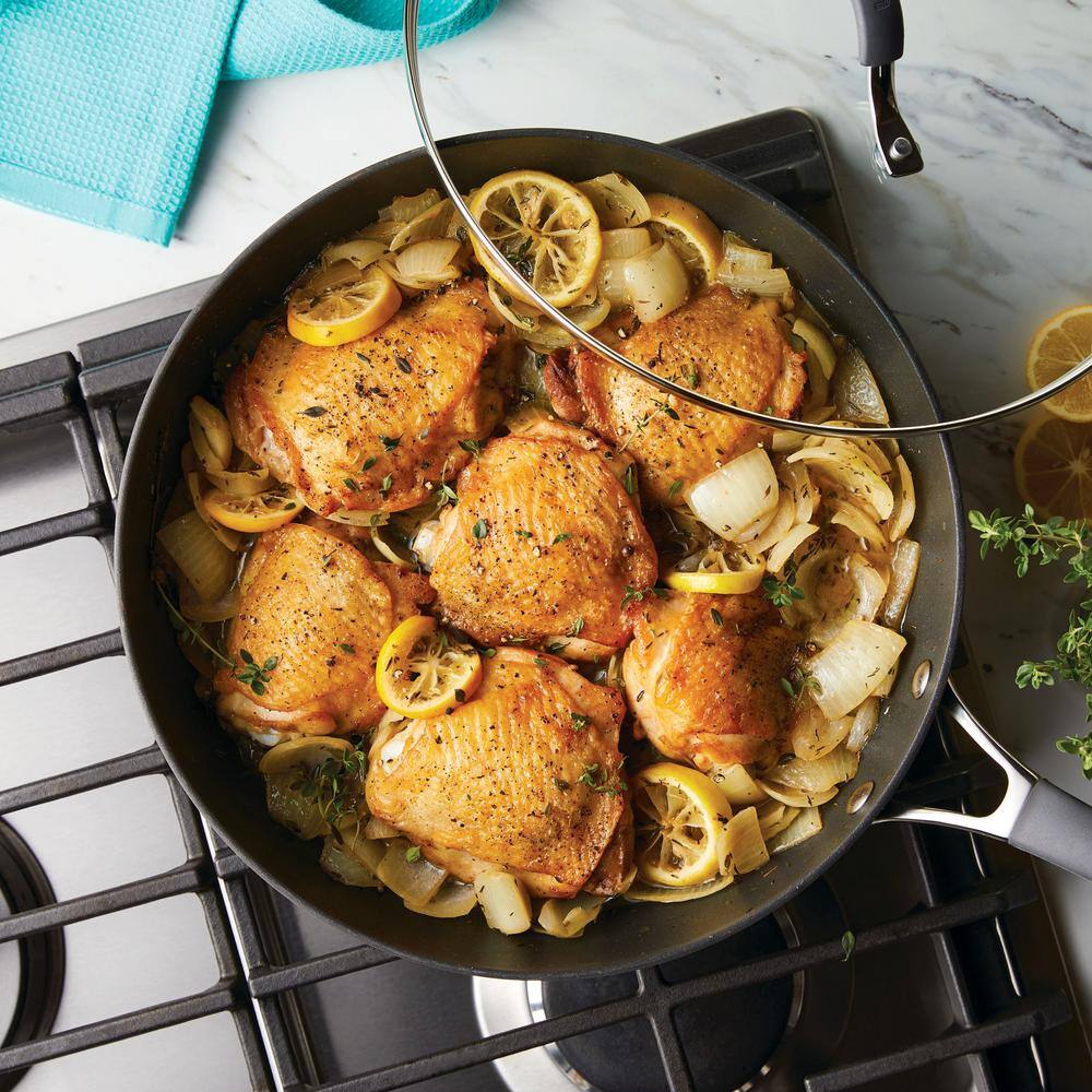 Gray Aluminum Nonstick Deep Frying Pan with Lid, 12 Inch