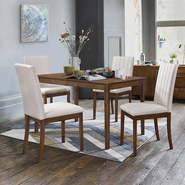 Benito Chestnut Finish Wood Top 55.5 in. Dining Table Seats 4