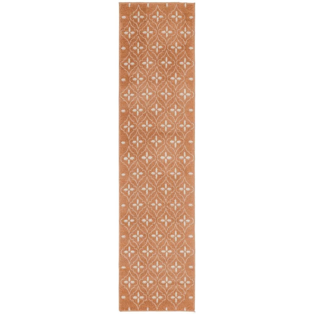 Copper and Ivory Moroccan Trellis Indoor/Outdoor Rug