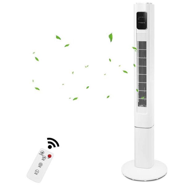 Xppliance 47" Tower Fan with Remote Control, Bladeless Oscillating Floor Fans Portable for Children Bedroom Home Office-White