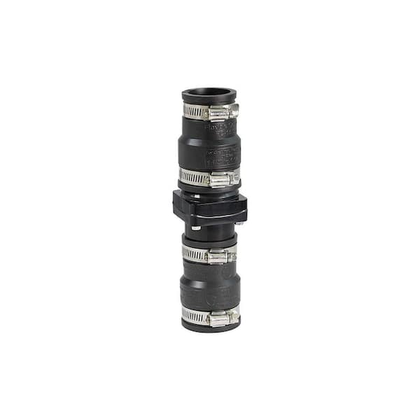 PLUMBFLEX 1.5 in. x 1.25 in. Plastic Sump Pump Check Valve with PVC Adapters and Stainless Steel Clamps