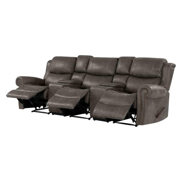 3 seater leather lounge with 2 recliners