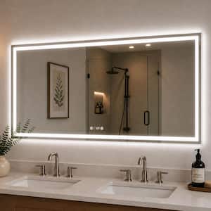 Twilight 72 in. W x 36 in. H Rectangular Frameless LED Light Dimmable Anti-Fog Wall Bathroom Vanity Mirror