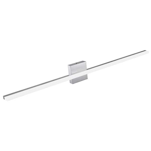 LamQee 39.3 in. 1-Light 24-Watt 6500K Cool White Chrome Integrated LED Vanity Light Bar for Bathroom