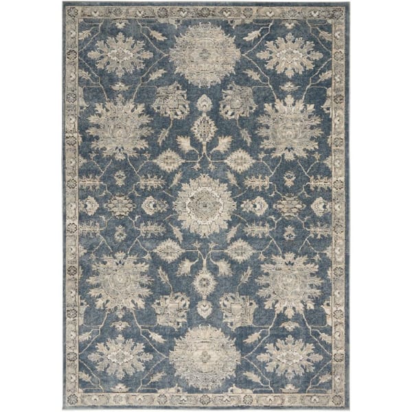 Nourison Concerto Blue/Beige 5 ft. x 7 ft. Persian Farmhouse Area Rug