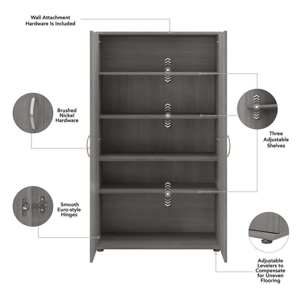 Platinum Gray Tall Office Storage Cabinet with Adjustable Shelving