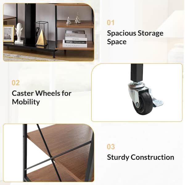 JAYDEN CREATION Flamin Brown 60.25 in. W Flexible TV Stand