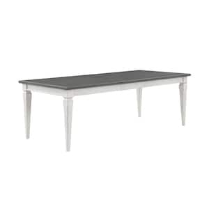 Katia Rustic Gray and Weathered White Finish Wood 42 in. 4 Legs Dining Table Seats 8