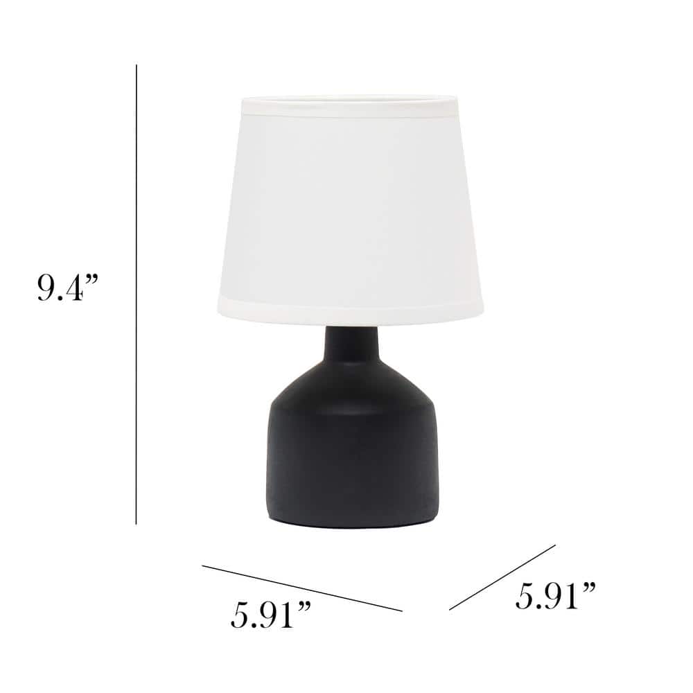 Black Concrete Nightstand Lamp with White Empire Shade