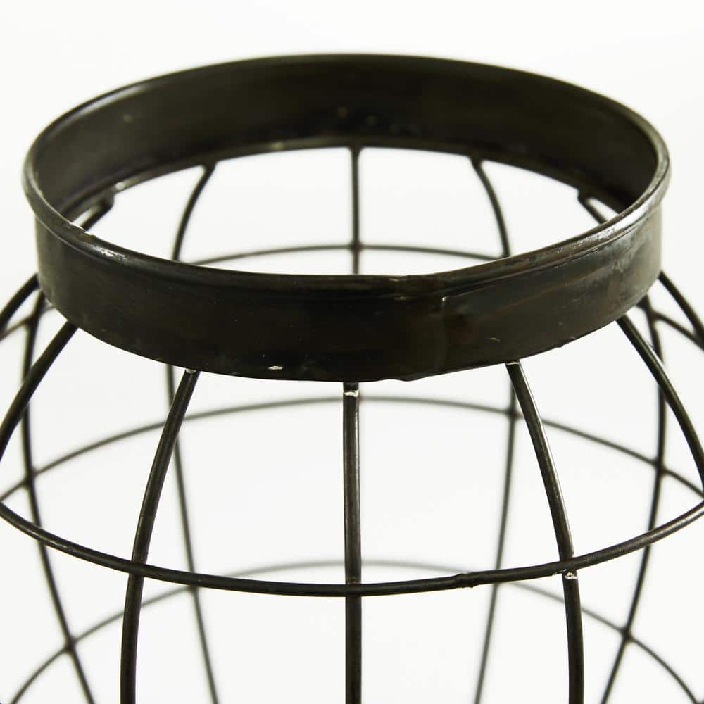 Black Metal Wire Decorative Jars with Wooden Lids, Set of 2