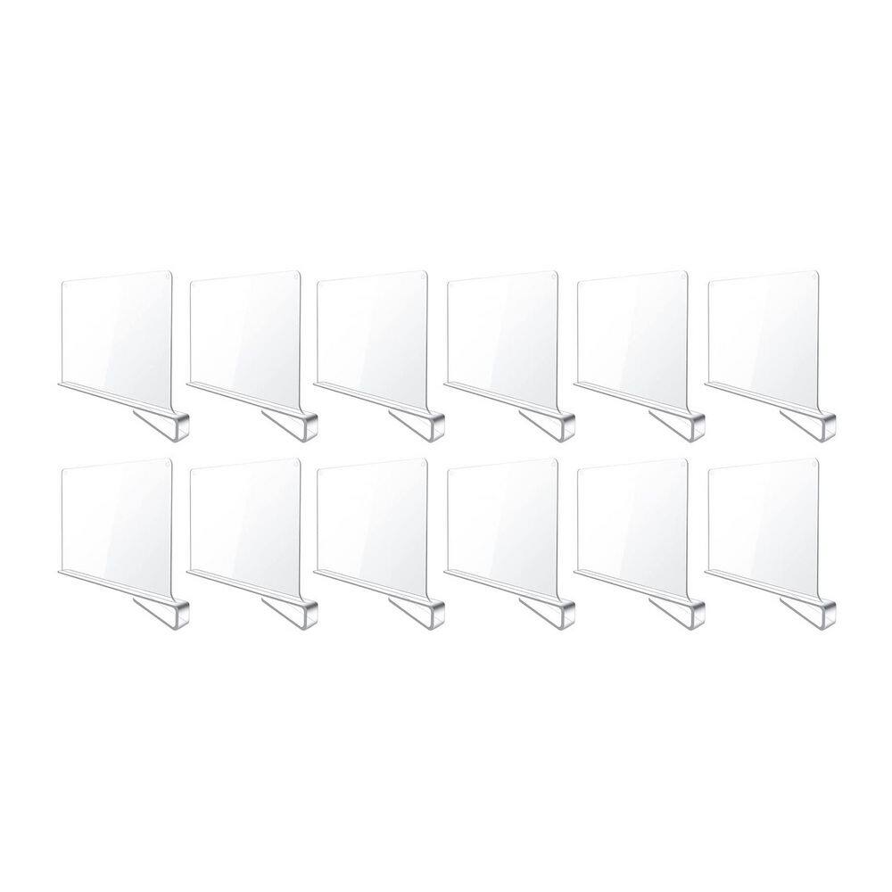 12-Pack Clear Acrylic Shelf Dividers for Closet, Bedroom, Kitchen, Office, Bathroom Organizer for Clothes, Books, Hats price history on PriceWatchPro
