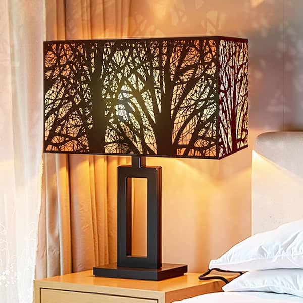 9 in. Black Metal Large Rectangular Lampshade For Table Lamp Floor Lamps Rectangle Lamp Shade 0.43 in. Neckless Fitter
