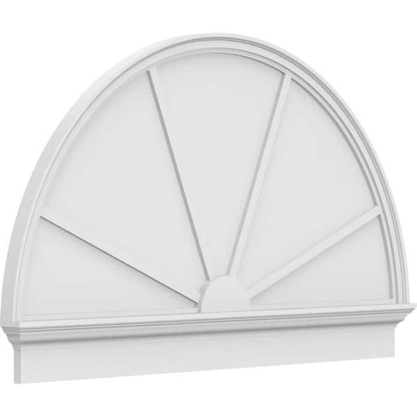 Ekena Millwork 2-3/4 in. x 56 in. x 34-3/4 in. Half Round 4-Spoke Architectural Grade PVC Combination Pediment Moulding