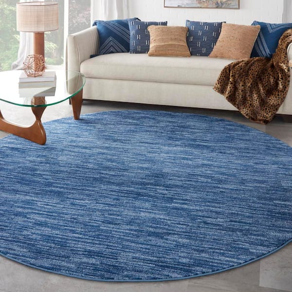 Essentials 10 ft. x 10 ft. Navy Blue Solid Contemporary Round Area Rug
