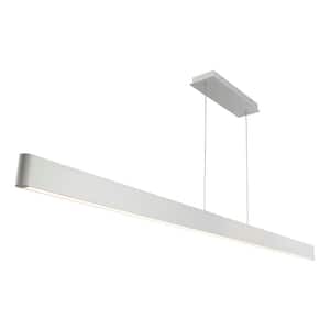 Volo 75 in. 640-Watt Equivalent Integrated LED Brushed Aluminum Pendant with Acrylic Shade