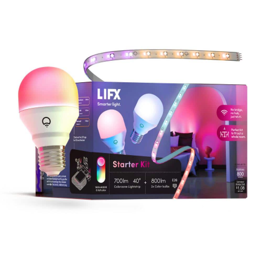 LIFX LED電球2個 LIFX 2-Pack 60-W Equivalent A19 and One 40 in. Strip Color LED