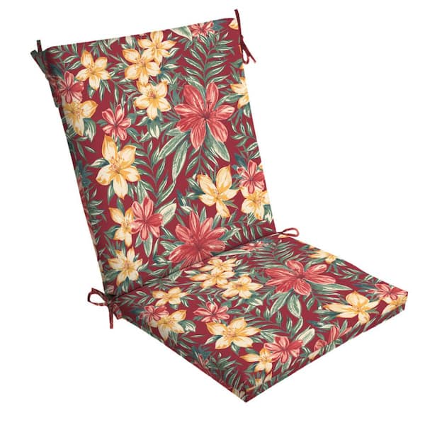 Arden Selections Leala Texture 20 in. x 44 in. High Back Outdoor Dining Chair Cushion in Ruby Clarissa Tropical
