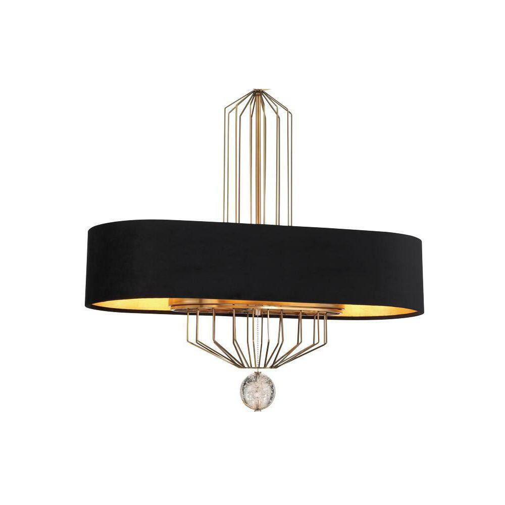 Grandeur Aged Antique Brass 8-Light Drum Chandelier with Black Velvet Shade
