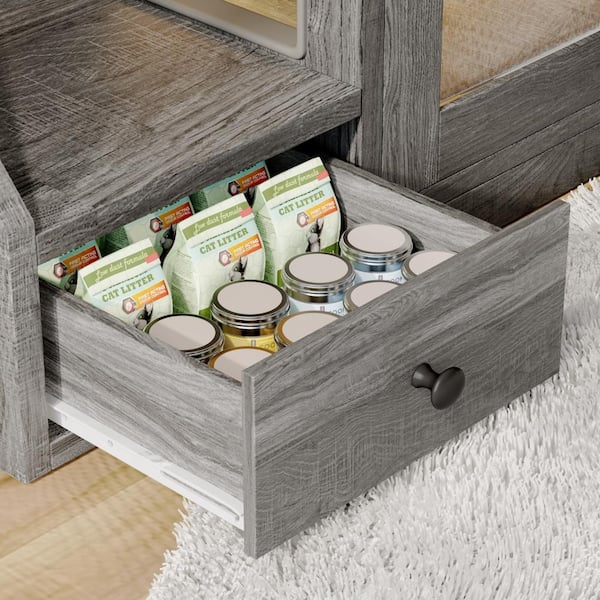 Nestfair Gray 26 in. H Storage Cabinet Cat Litter Box Enclosure