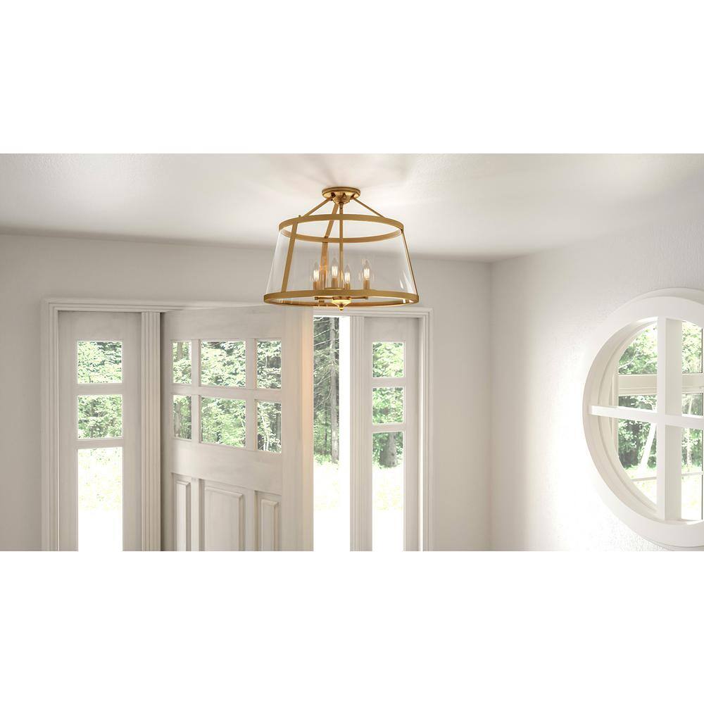 Barlow Transitional 4-Light Semi-Flush Drum Light in Polished Nickel