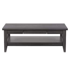 Hollywood 47 in. Dark Grey Rectangle Wood Coffee Table with Drawers