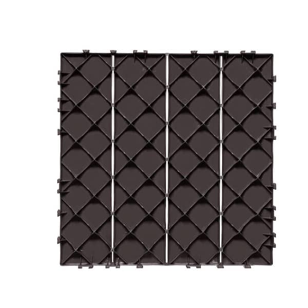 SVOPES 12 in. x 12 in. Interlocking Deck Tiles, 10-Pack, 10 sq. ft. Composite Plastic Waterproof Outdoor Flooring, Brown