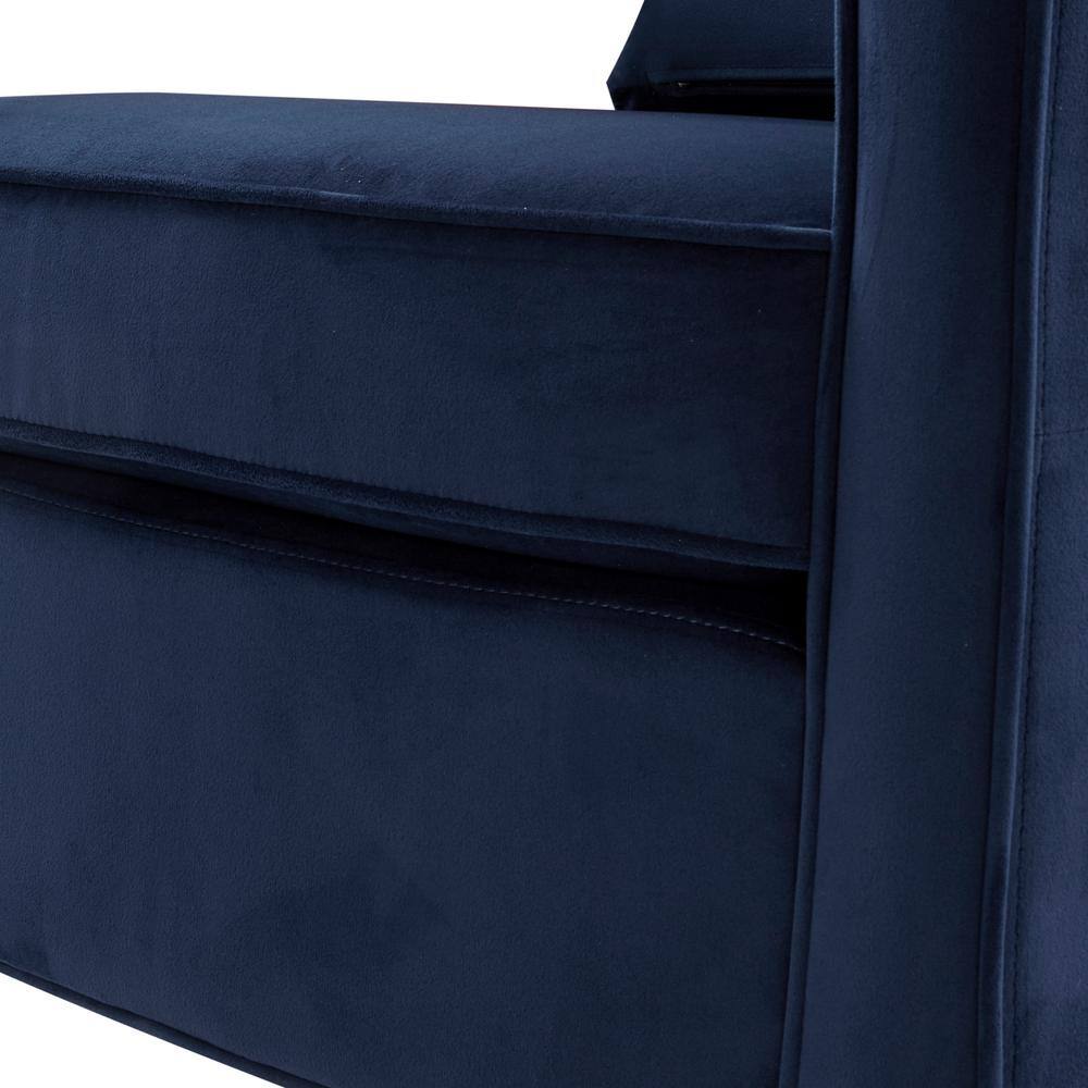 Questa Navy Blue Velvet Wooden Leg Accent Armchair