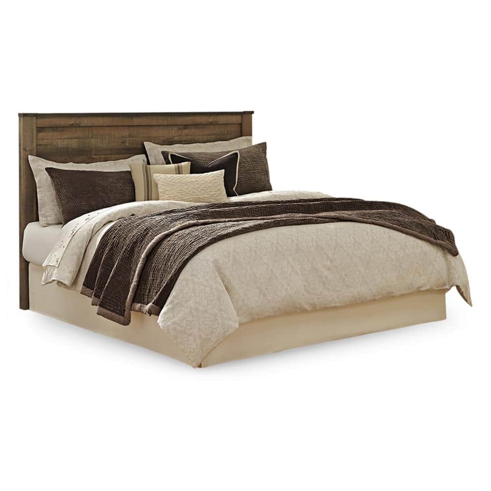 Rustic Vintage-Chic Queen Headboard with Nailhead Accents, Brown