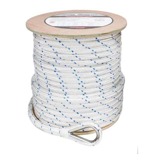 Boating Extreme Max 3006.2258 BoatTector Double Braid Nylon Anchor Line with Thimble White & Gold Northern Wholesale Supply Inc 1/2 x 150 