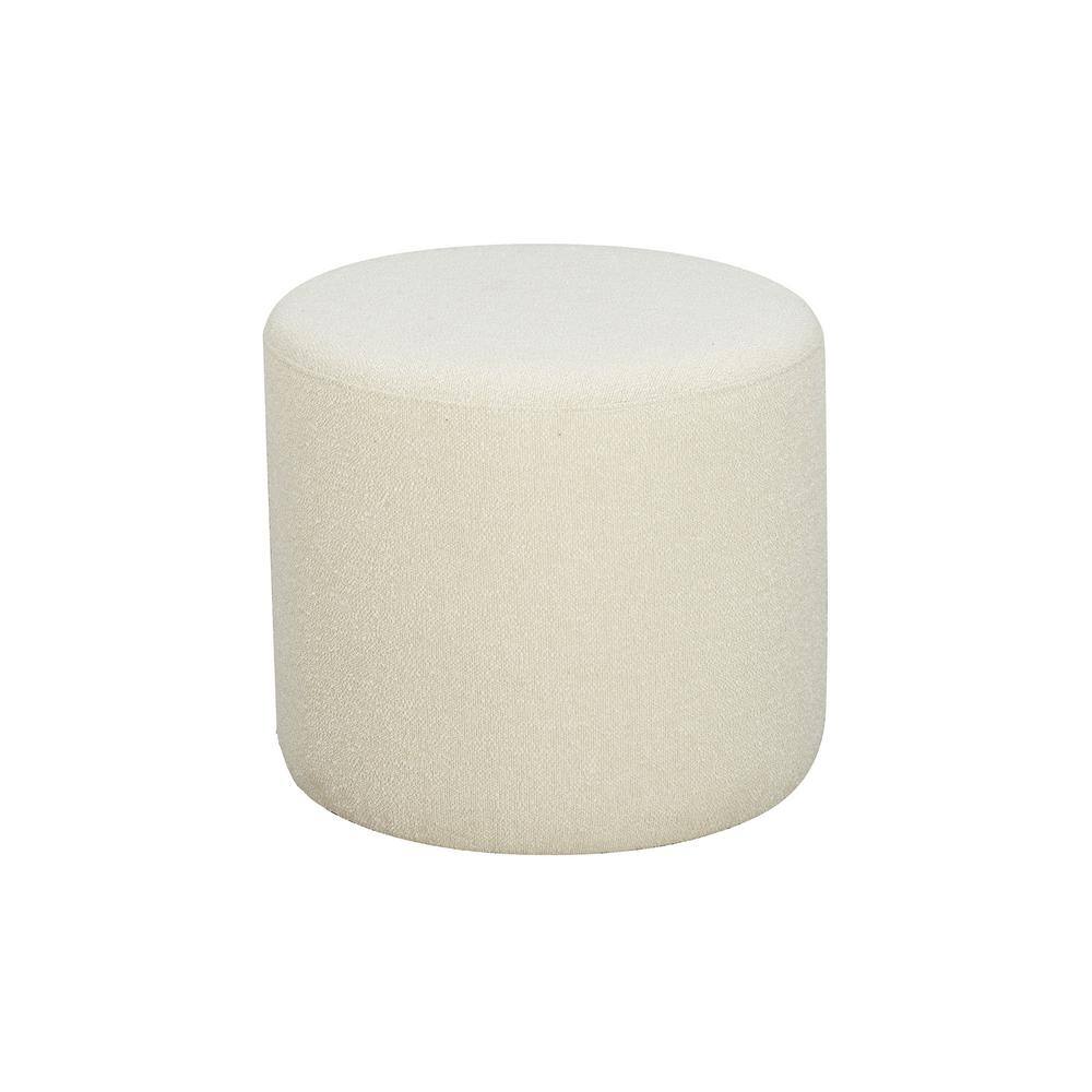 Snow White Round Boucle Fabric Ottoman