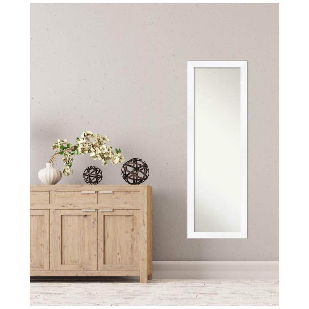 White Full-Length Non-Beveled Door Mirror with Matte Frame