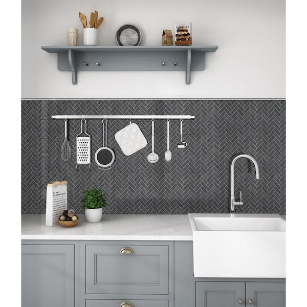 Morning Fog Quarter Round Molding 5/8 in. x 6 in. Glossy Ceramic Wall Tile (2.5 lin. ft./Case)