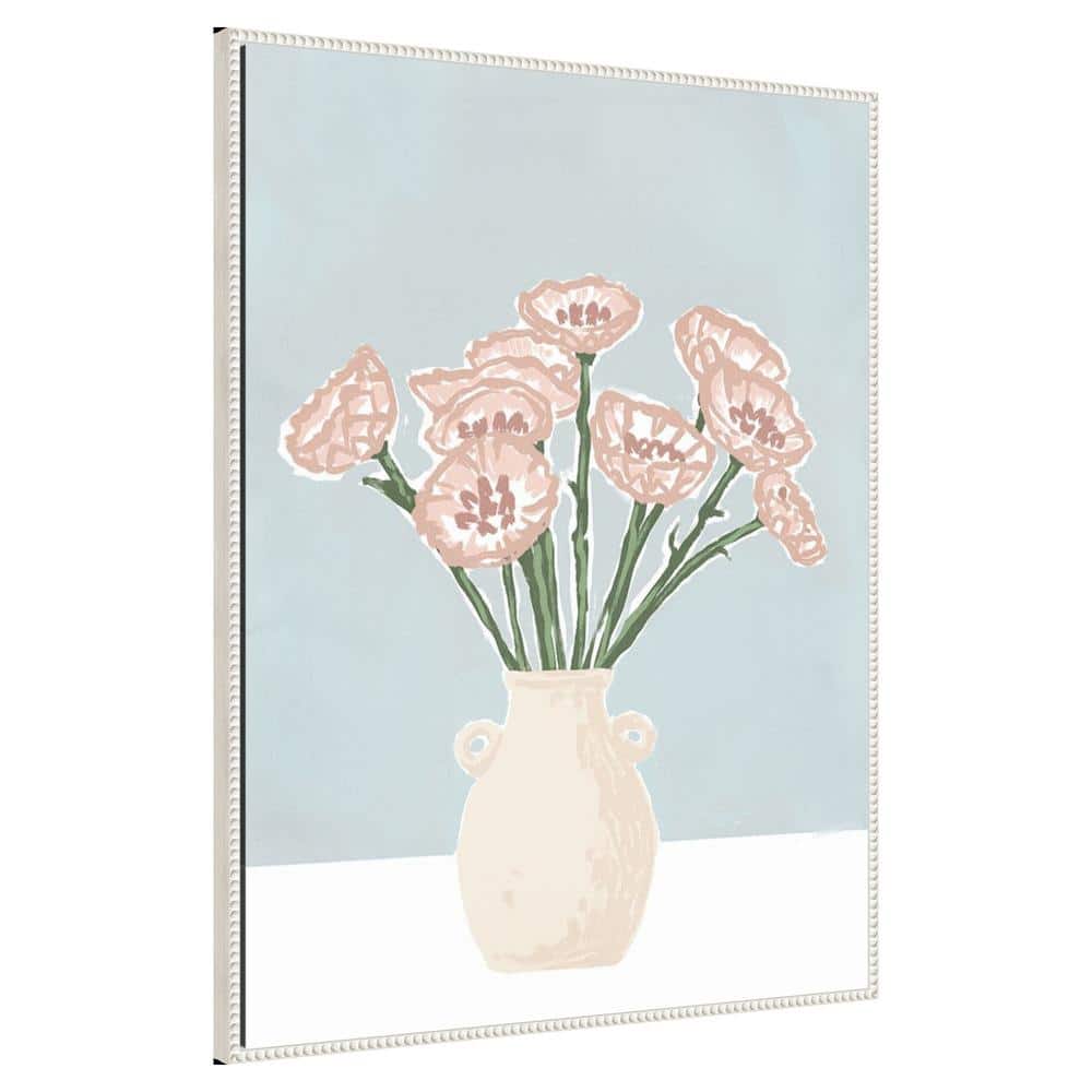 32"x42" Pastel Pink Floral Canvas Wall Art with White Frame
