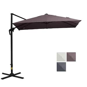 8 ft. x 8 ft. Aluminum Cantilever Patio Umbrella in Brown Outdoor Offset Umbrella with 360° Rotation and 3-Position Tilt