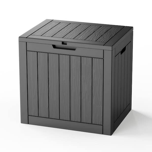 31 gal. Black Waterproof Resin Deck Box for Patio Cushions, Gardening Tools, Accessories