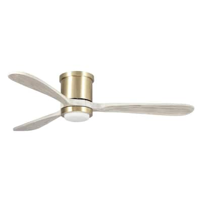 52 in. Integrated LED Low Profile Copper 3-Blade Ceiling Fan with Light