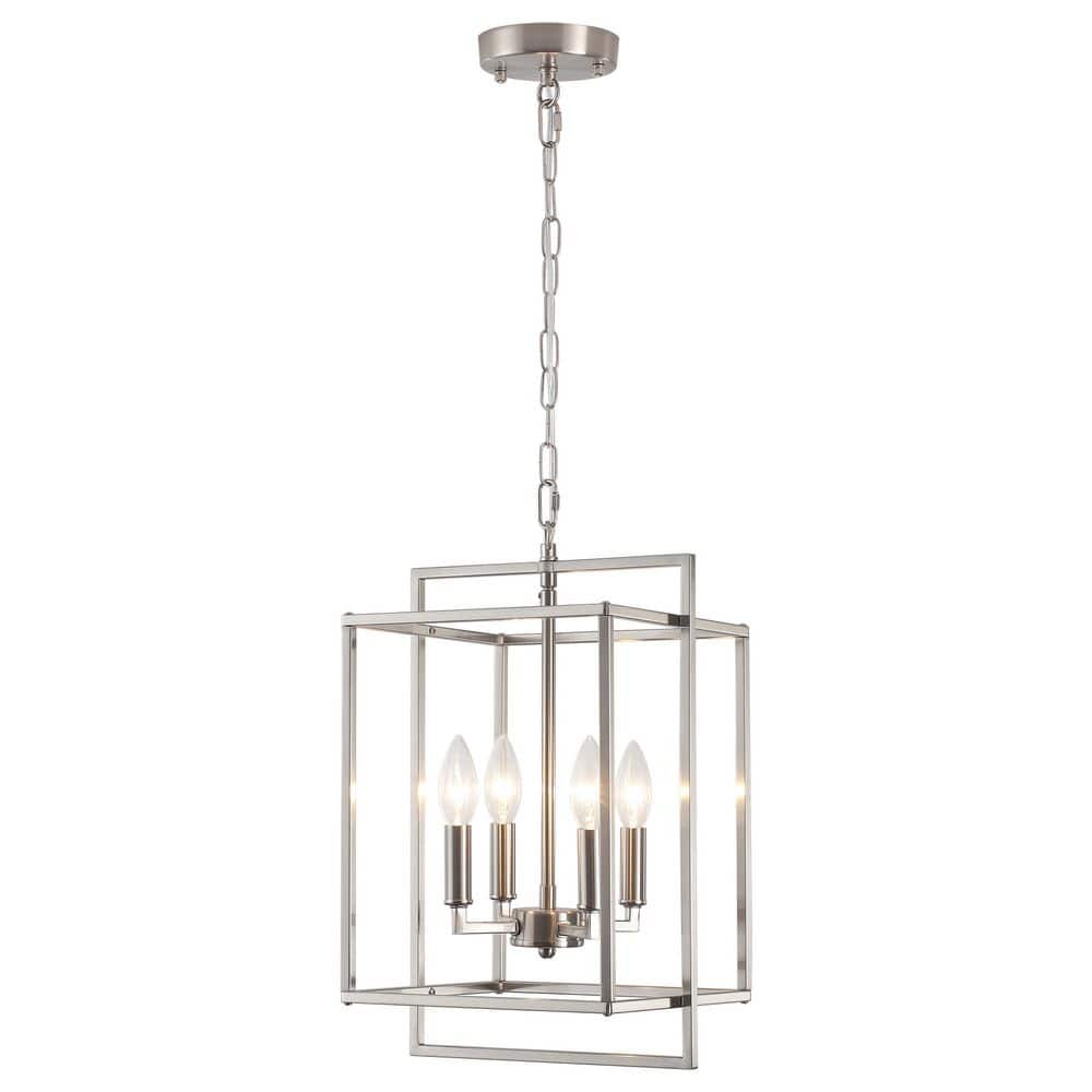 4-Light Sand Nickel Modern Geometric Rectangle Lantern Hanging Ceiling Chandelier Kitchen Island Pendant Light price history on PriceWatchPro