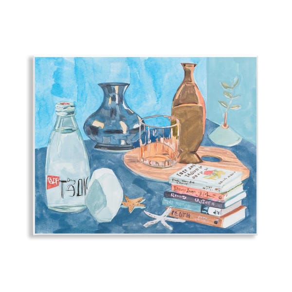 Stupell Industries Still Life with Book Stack by Melissa Wang Unframed Typography Graphic Art Print 11 in. x 14 in.